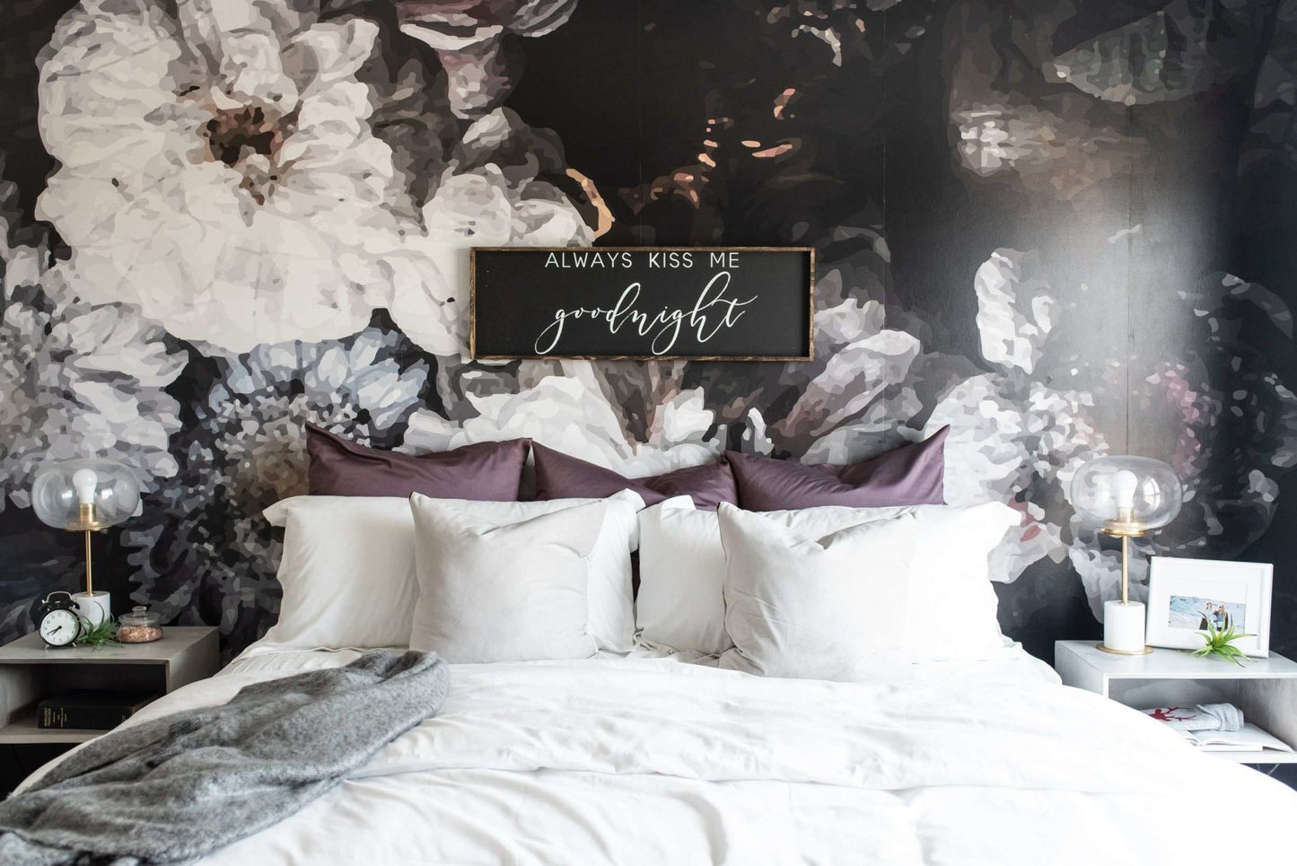 Always Kiss Me Goodnight Holzschild – Schlafzimmer Wandkunst