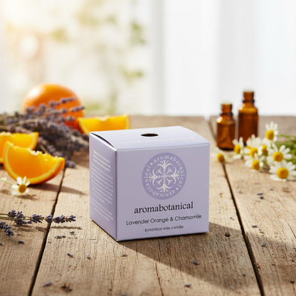 Mini Lavendel-Orange-Kamille-Kerze mit beruhigender Mischung von Aromabotanical