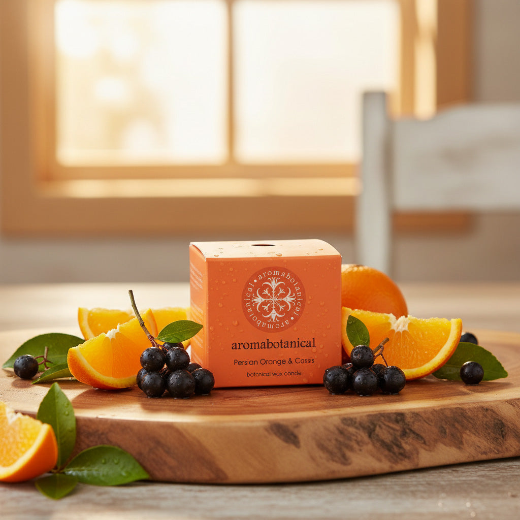 Mini-Duftkerze Persische Orange & Cassis mit beruhigendem Duft von Aromabotanical