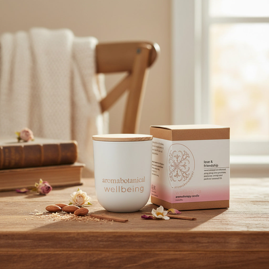 Kleine Liebeskerze mit Mandel & Sandelholz für Intimität von Aromabotanical