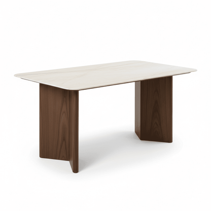 Ashton Walnut and Marble Dining Table