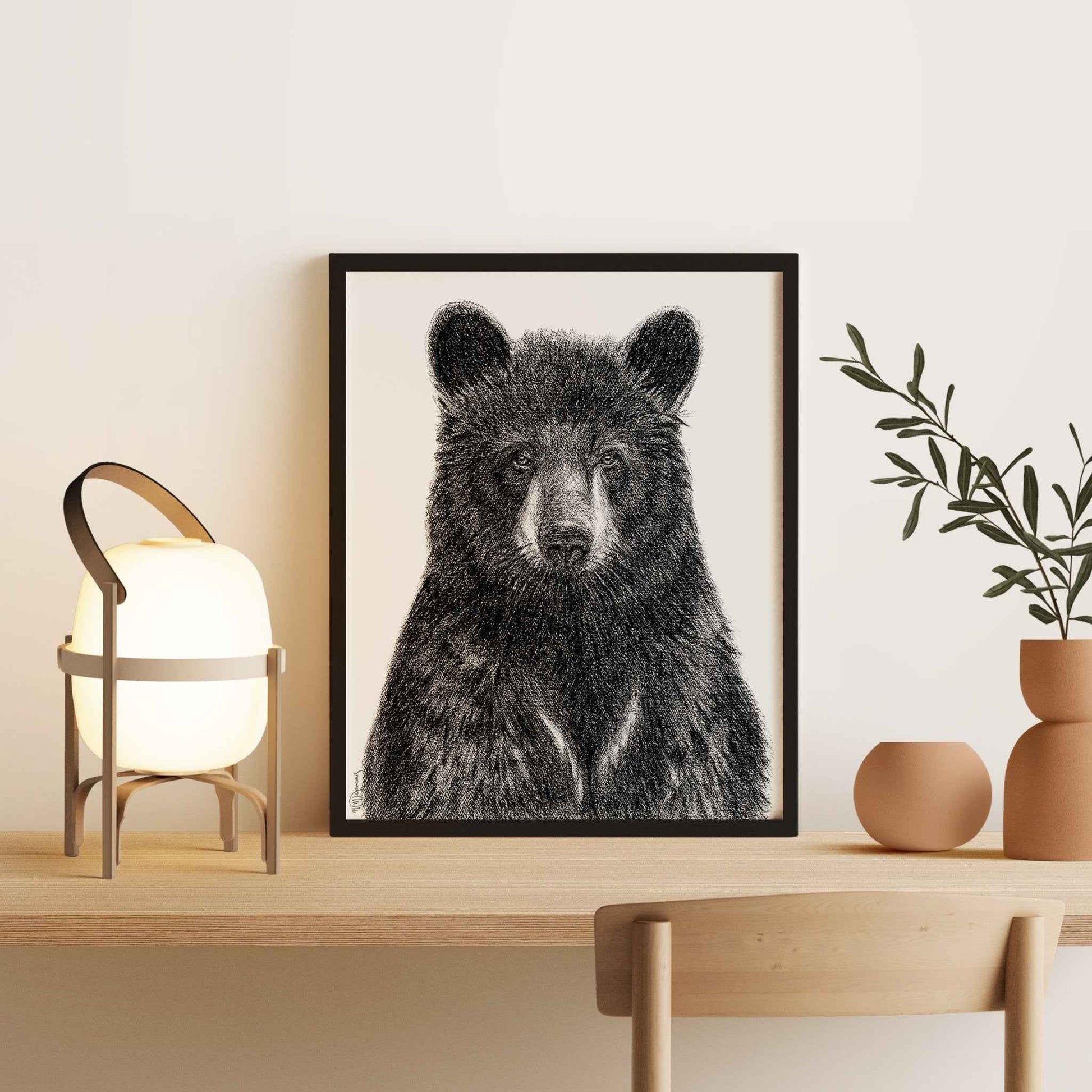 Black Bear Portrait  - Rigid Framed Canvas
