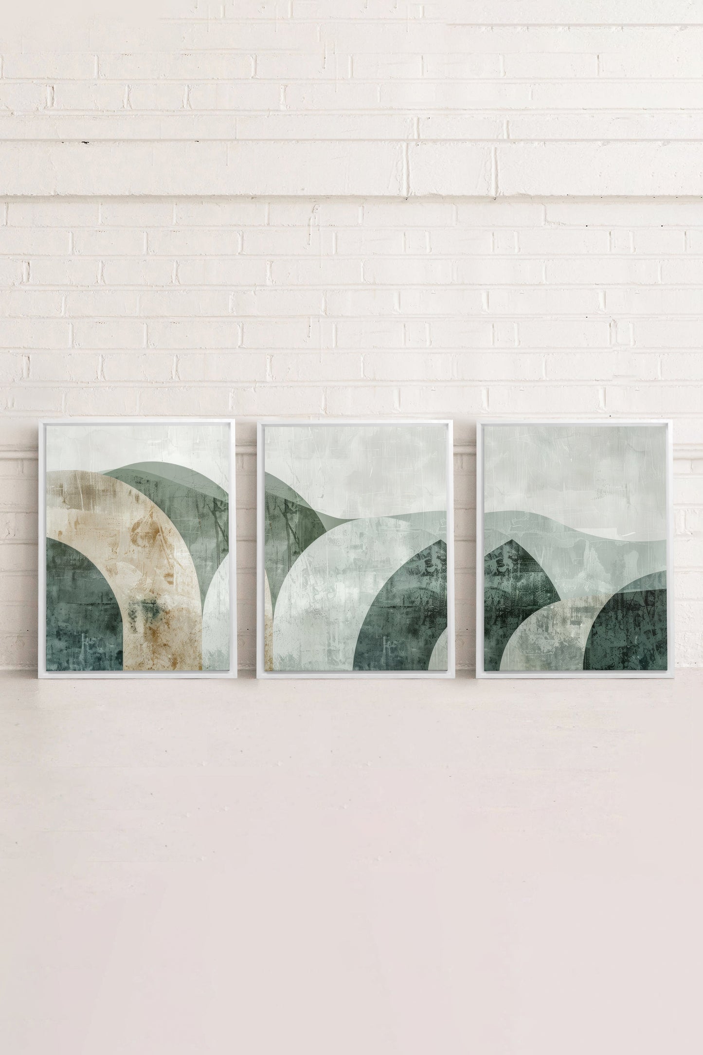 GREEN ELEGANCE TRIO (3 Werke auf gespannter Leinwand)