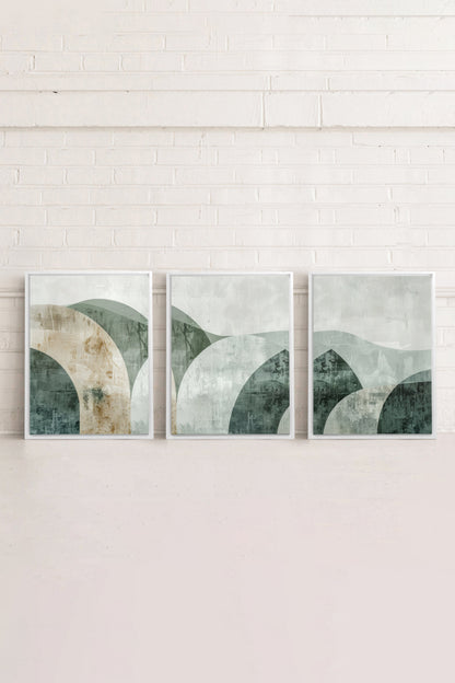 GREEN ELEGANCE TRIO (3 Werke auf gespannter Leinwand)