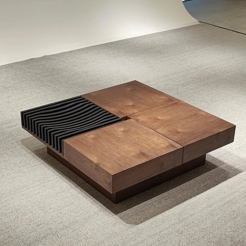 BT65 Quadratischer Couchtisch aus Holz mit 4 Schubladen