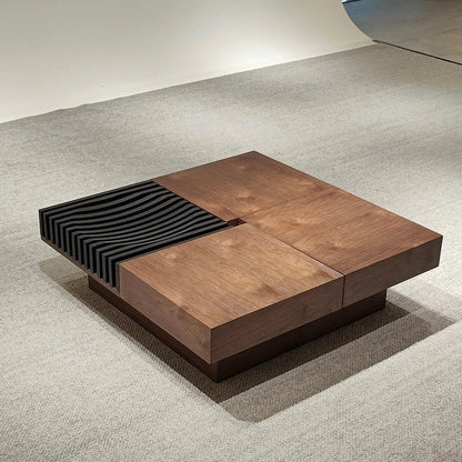 BT65 Quadratischer Couchtisch aus Holz mit 4 Schubladen