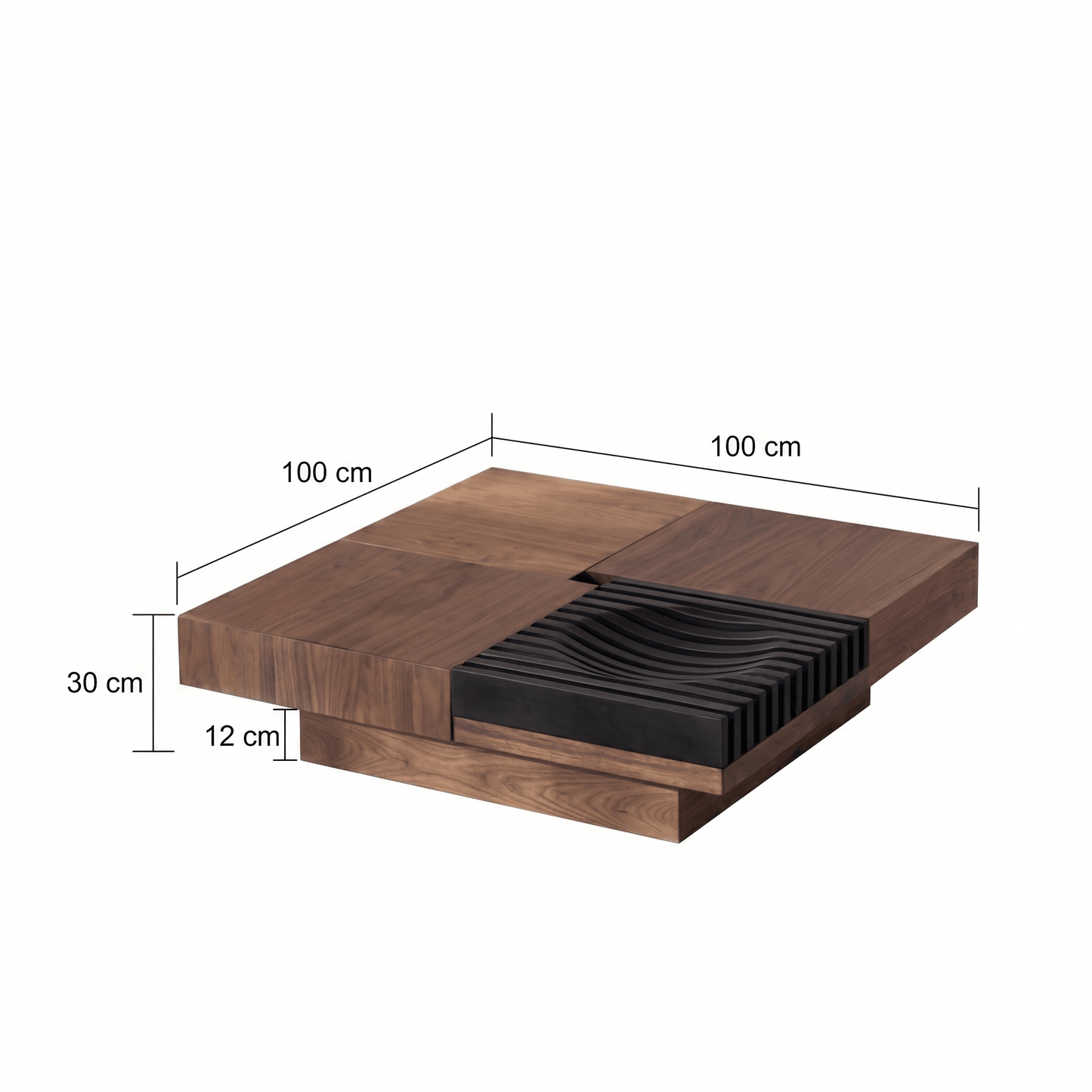 BT65 Quadratischer Couchtisch aus Holz mit 4 Schubladen