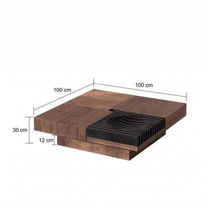 BT65 Quadratischer Couchtisch aus Holz mit 4 Schubladen