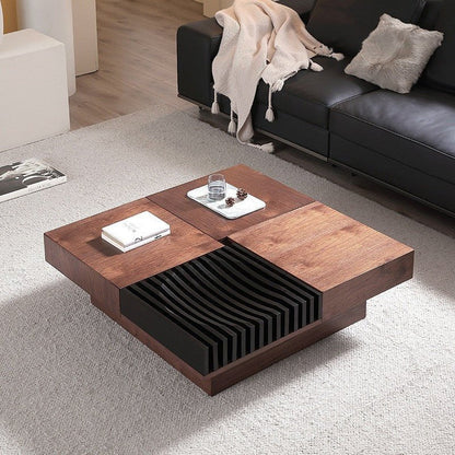 BT65 Quadratischer Couchtisch aus Holz mit 4 Schubladen