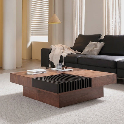 BT65 Quadratischer Couchtisch aus Holz mit 4 Schubladen