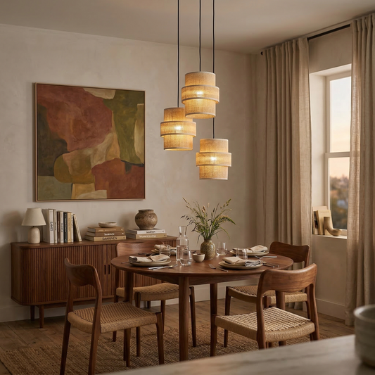 CALISTO JUTE Natural Pendant Lamp 3 - AURABAGS SHOP