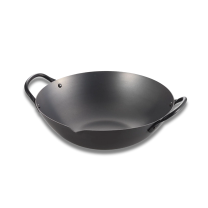 Yoshikawa Cook-Pal Ren Series Guangdong Wok 36 cm – Nitrierter Carbonstahl, runder Boden