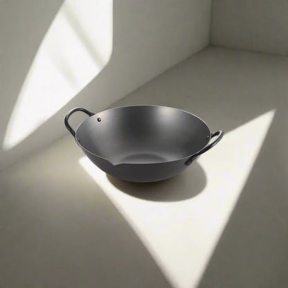 Yoshikawa Cook-Pal Ren Series Guangdong Wok 36 cm – Nitrierter Carbonstahl, runder Boden