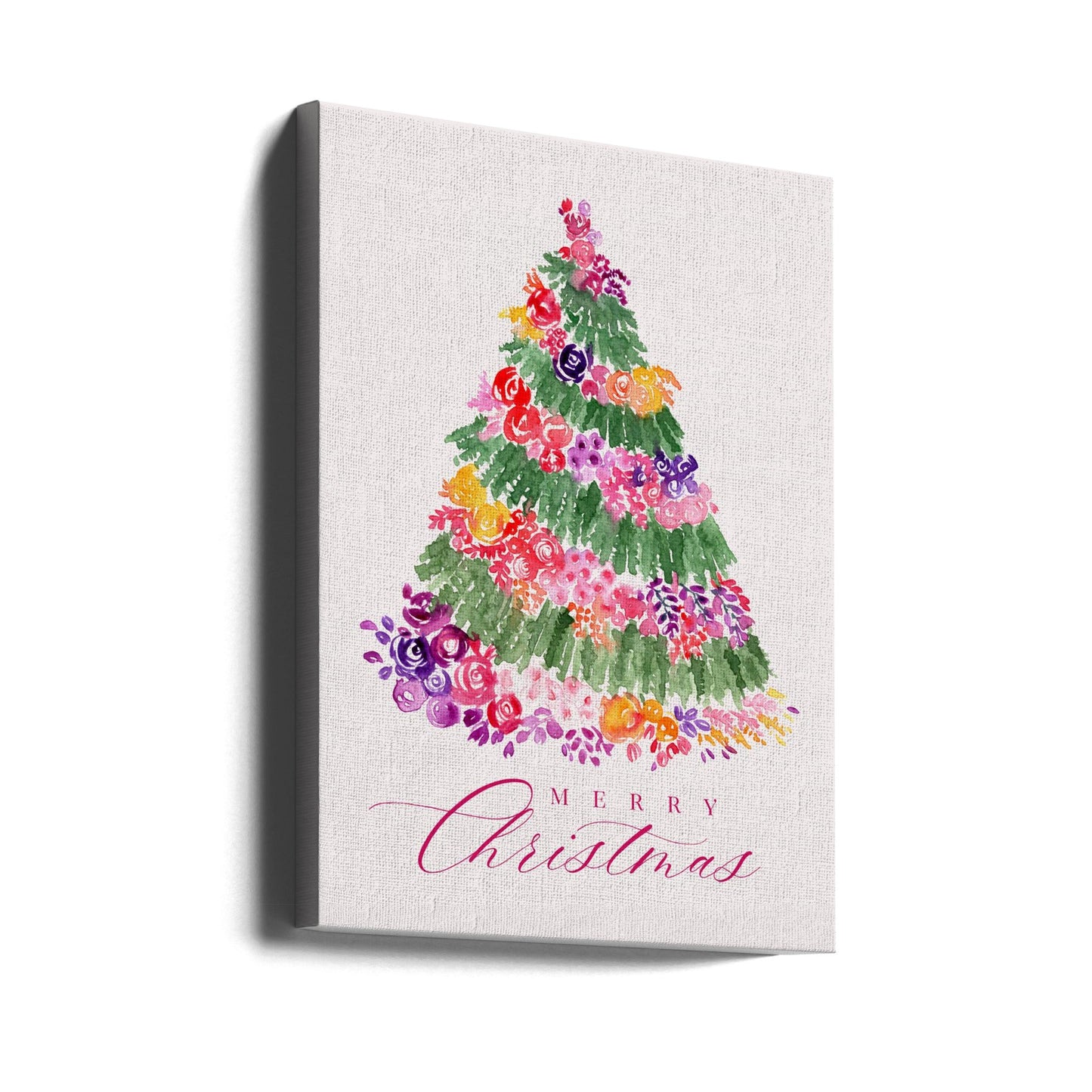 Leinwandbild „Blumen-Weihnachtsbaum in Pink“