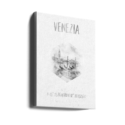 Wandbild Koordinaten VENEDIG Canal Grande | monochrome Aquarell