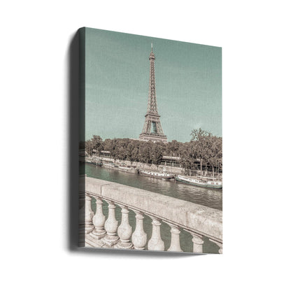Wandbild PARIS Eiffelturm & Seine | urbaner Vintage-Stil