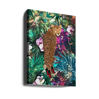 Wandkunst Tropisch Floral Dschungel - Gepard in High Heels
