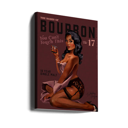 Wandkunst Babes of Bourbon Cant Touch This. Sexy Retro Pin-up-Girl Whiskey-Kunst
