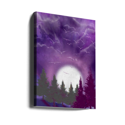 Wandbild MOND IM LILA HIMMEL Leinwandbild