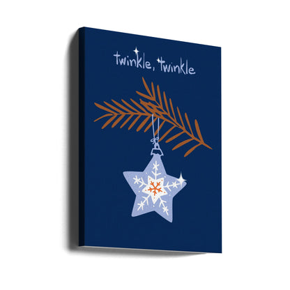 Wandbild Fröhlicher Glanz Weihnachtsstern blau Leinwandbild