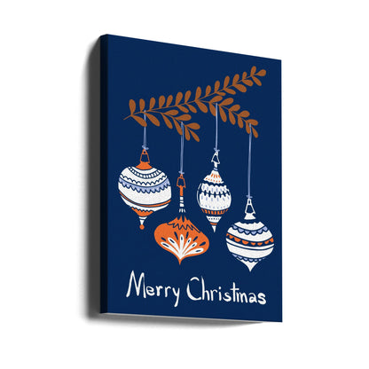 Wandbild Fröhliche kleine Weihnachtsbaumkugeln blau Leinwandbild