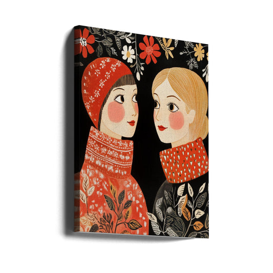 Wandbild Vintage Stil Mag Frauen Strickwaren Leinwanddruck