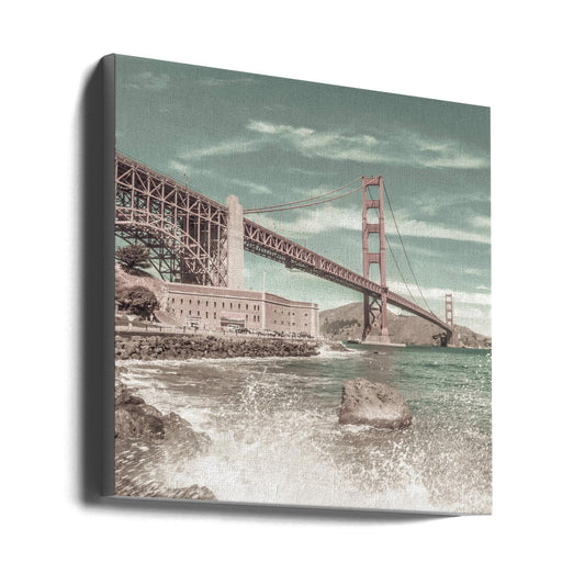 Wandbild GOLDEN GATE BRIDGE Küstenimpression | urbaner Vintage-Stil
