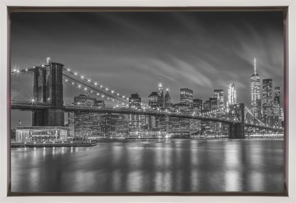 Wandkunst-BROOKLYN BRIDGE nächtliche Impressionen – Monochrom