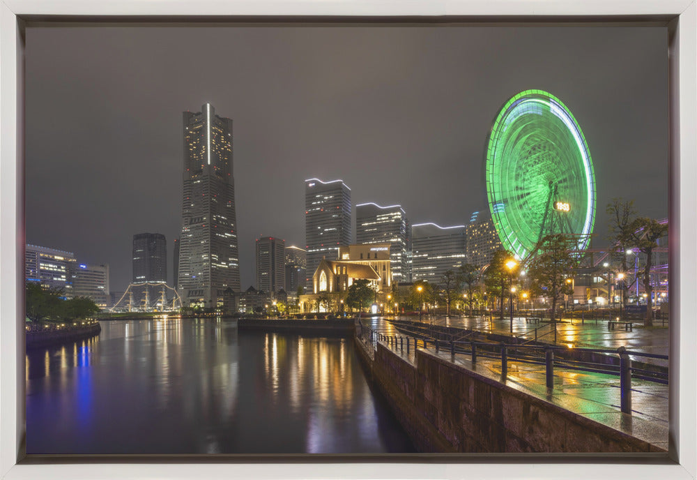 Wandkunst Schillernde Yokohama-Skyline bei Nacht