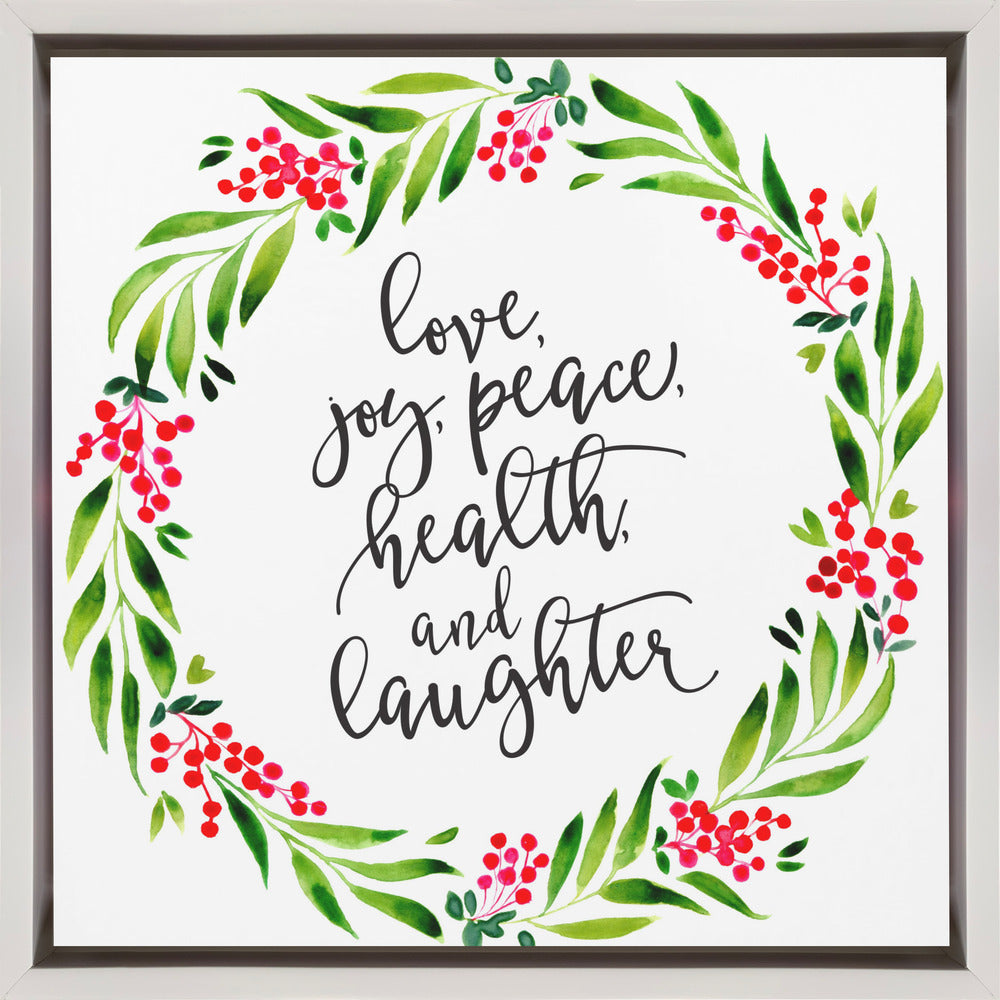 Wandbild Aquarellkranz mit Weihnachtswünschen