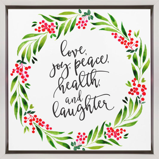 Wandbild Aquarellkranz mit Weihnachtswünschen