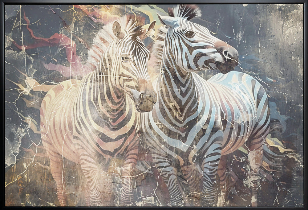 Wandbild Zebra Tier Vintage Kunst Illustration Wallart 03