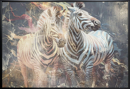 Wandbild Zebra Tier Vintage Kunst Illustration Wallart 03