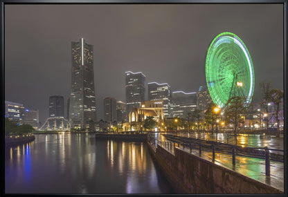 Wandkunst Schillernde Yokohama-Skyline bei Nacht