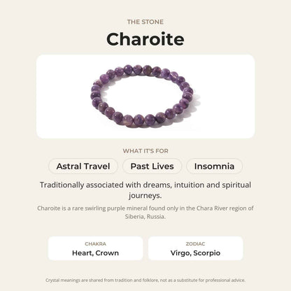 Charoite 7mm Bead Bracelet