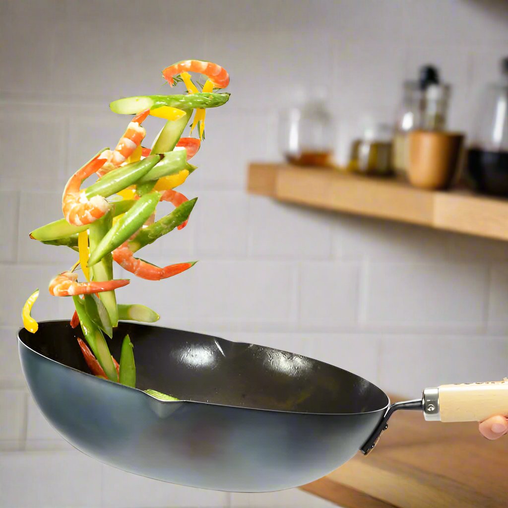 Yoshikawa Japan | Cook-Pal Ren Nitrierter Wok aus Karbonstahl 36 cm – Hergestellt in Japan