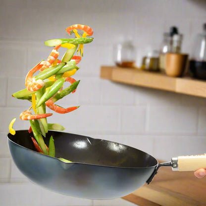 Yoshikawa Japan | Cook-Pal Ren Nitrierter Wok aus Karbonstahl 36 cm – Hergestellt in Japan