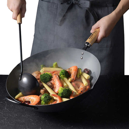 YOSHIKAWA Cook-Pal Ren Nitrierter Carbonstahl Beijing Wok 36cm - Japan