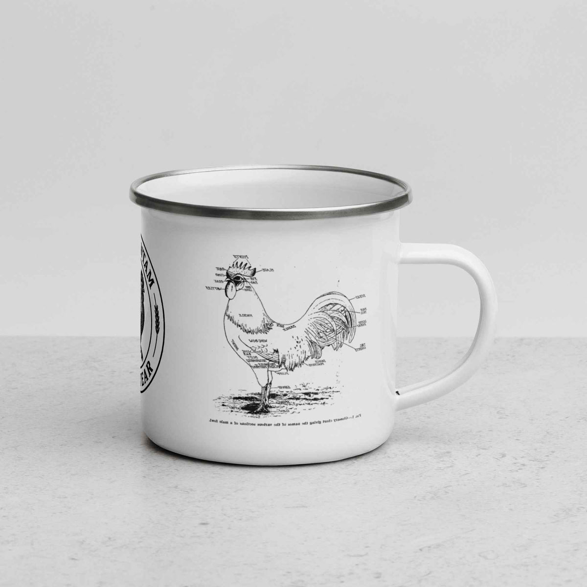 TBC Retro Chicken Parts Enamel Mug