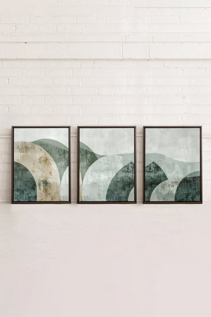 GREEN ELEGANCE TRIO (3 Werke auf gespannter Leinwand)