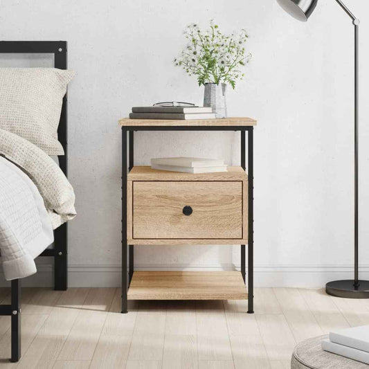 Nightstand with Storage, Sonoma Oak Finish, 40 × 42 × 56 cm – Modern Bedroom Side Table (Germany Delivery Only)