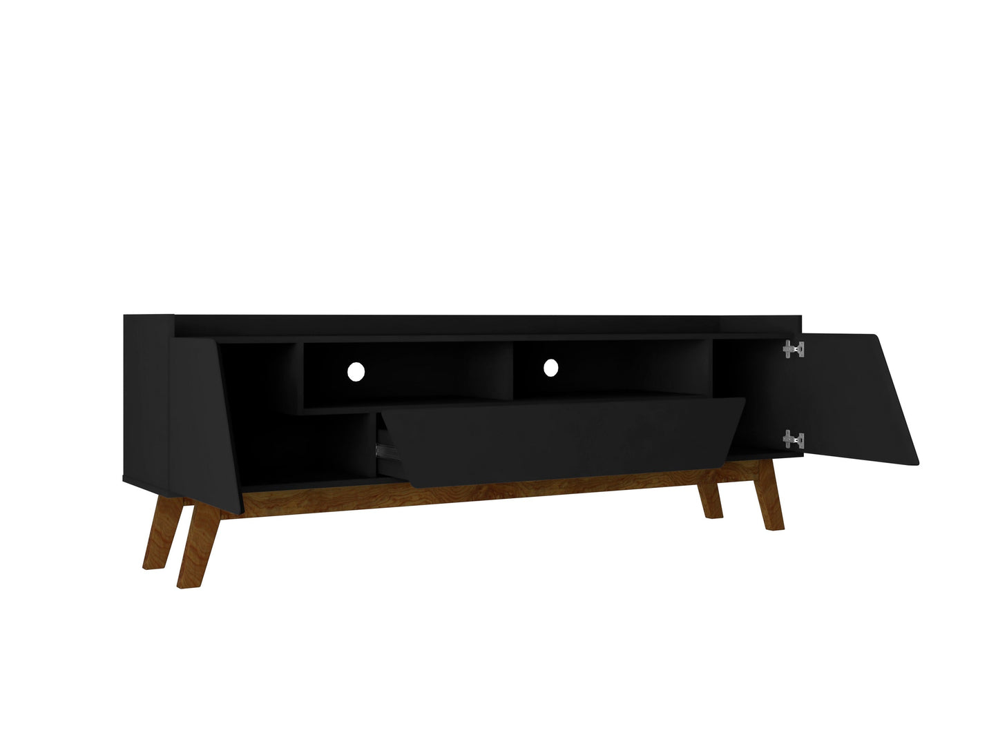 Malmo Modernes TV-Möbel mit 2 Schubladen, 180 cm – Schwarz/Braun