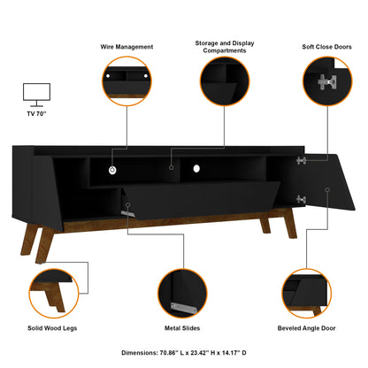Malmo Modernes TV-Möbel mit 2 Schubladen, 180 cm – Schwarz/Braun