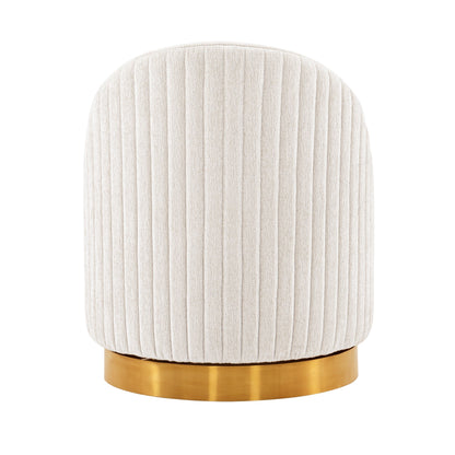 Chenille Akzentstuhl Pumpkin Swivel - Creme/Gold