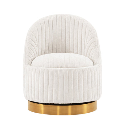 Chenille Akzentstuhl Pumpkin Swivel - Creme/Gold
