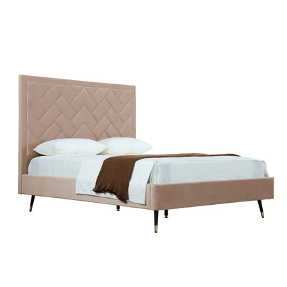 Polsterbett Gallagher Samt Queen-Size - Nude Beige