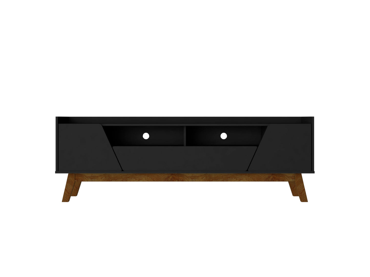 Malmo Modernes TV-Möbel mit 2 Schubladen, 180 cm – Schwarz/Braun
