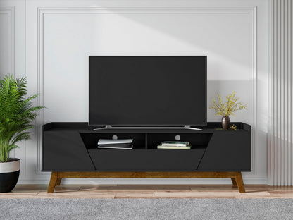 Malmo Modernes TV-Möbel mit 2 Schubladen, 180 cm – Schwarz/Braun