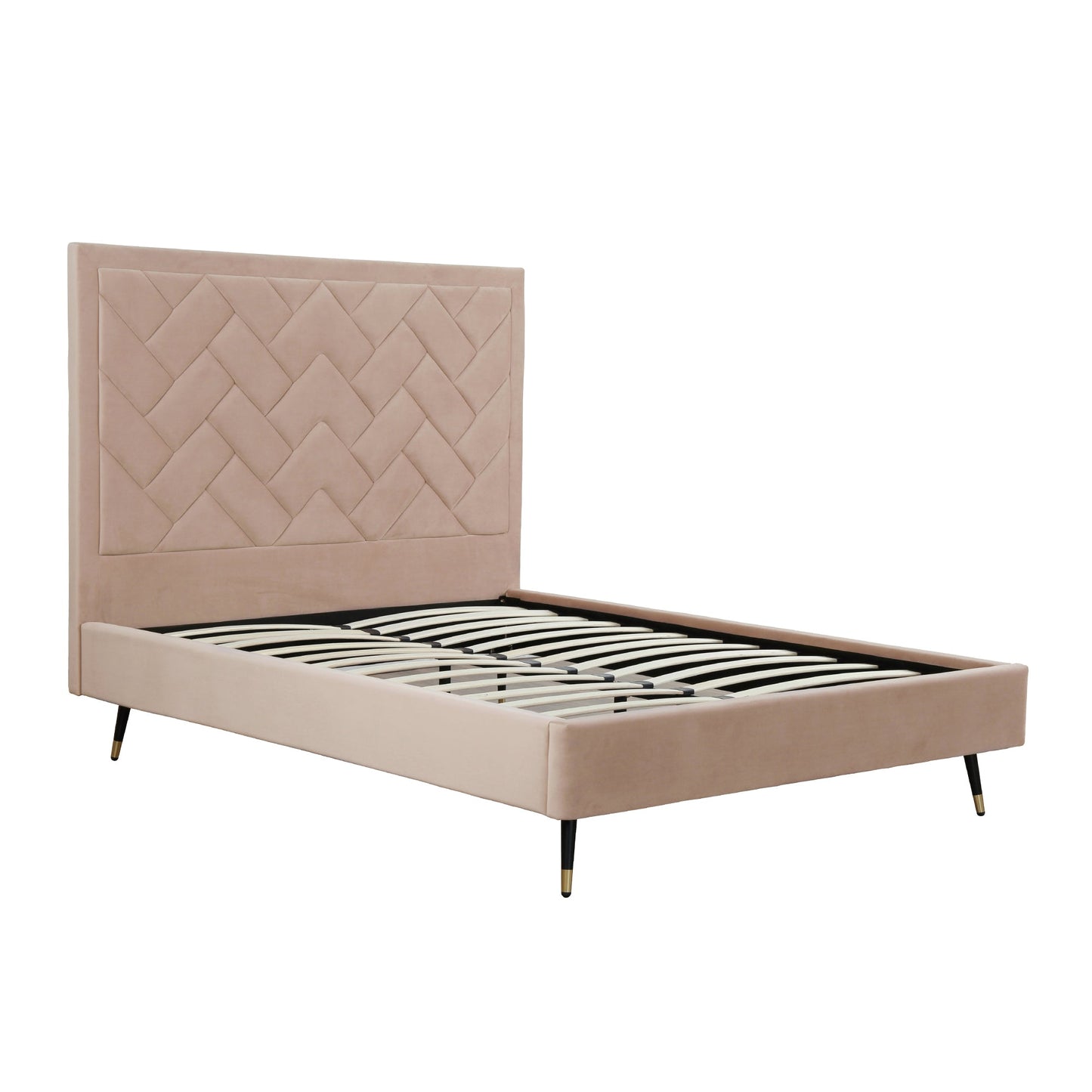 Polsterbett Gallagher Samt Queen-Size - Nude Beige