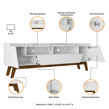 Malmo Modern TV-Schrank 180 cm mit 2 Schubladen - Weiß/Braun